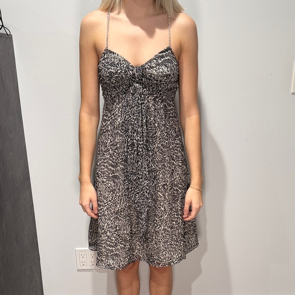 MICHAEL MICHAEL KORS | Animal Print Silk Dress with Chain Straps